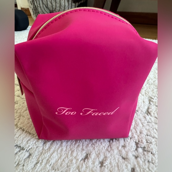 Too Faced Hot Pink Fuchsia Pink Square Makeup Bag Toiletry Bag - Picture 2 of 8